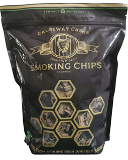 Sealed bag of Causeway Casks Irish Whiskey smoking chips 